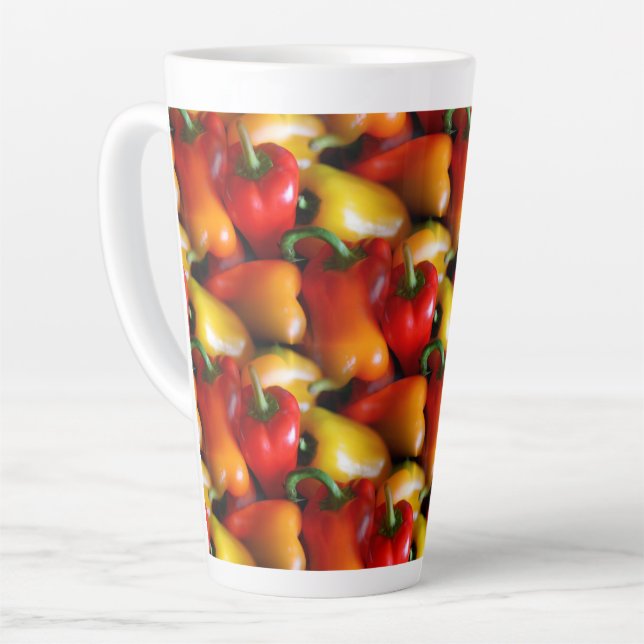 Caneca De Café Latte Pimentos vermelhos e amarelos - Lã (Ângulo esquerdo)