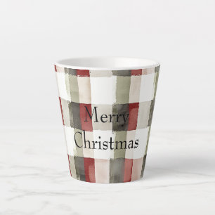 Caneca De Café Latte Pine Green Ivory Red Stripes