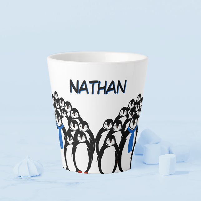 Caneca De Café Latte Pinguim Cubo Personalizado (Criador carregado)