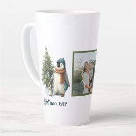 Caneca De Café Latte Pinguim de Inverno Personalizado “Melhor Mãe de To