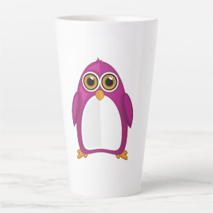 Caneca De Café Latte Pinguim Violeta Vermelho Fofo – Desenho Animado Ol