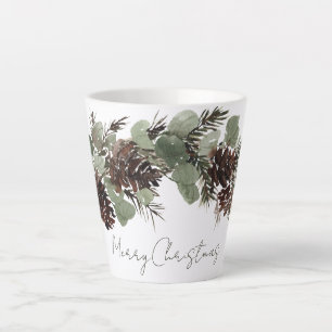 Caneca De Café Latte Pinhas de Natal Ramos de Natal
