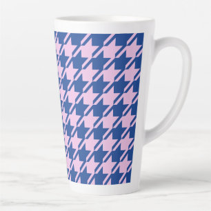 Caneca De Café Latte Pink-alto-dente+Padrão Grande Azul