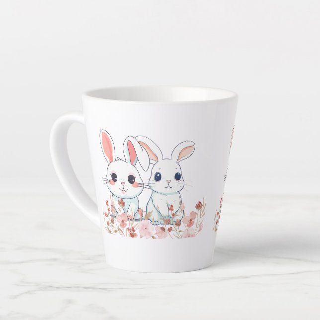 Caneca De Café Latte Pink Bunny Latte Mug (Ângulo esquerdo)
