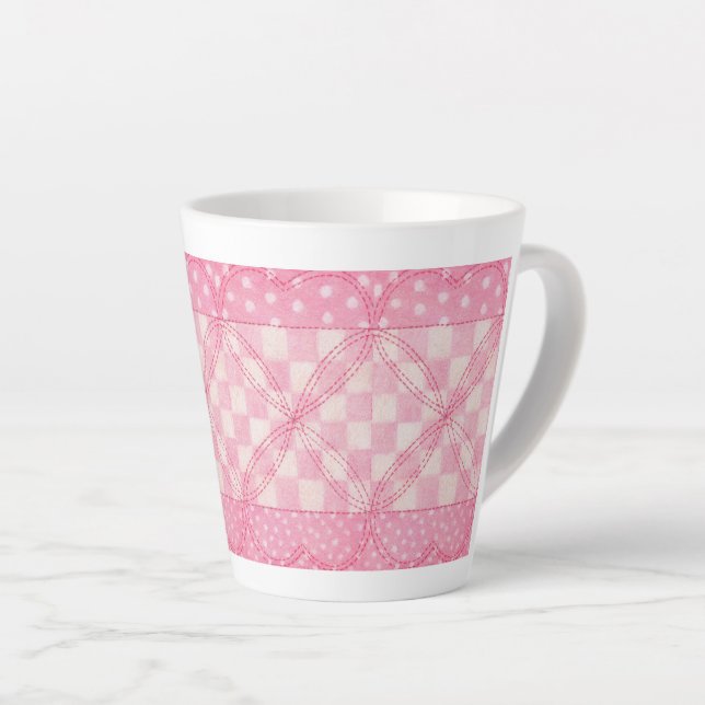 Caneca De Café Latte PINK CORAÇÃO QUILADA Latte (Ângulo direito)