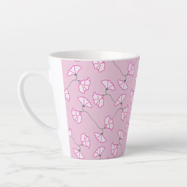 Caneca De Café Latte Pink Floral Flowers Cup (Esquerda)