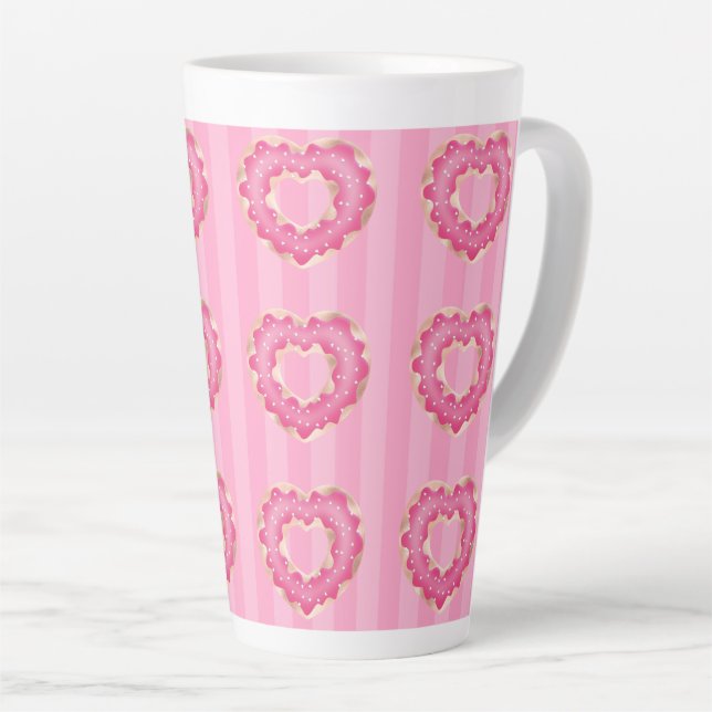 Caneca De Café Latte Pink Heart Doughnut Coffee Mug (Ângulo direito)