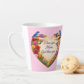 Caneca De Café Latte Pink Latte Mug for Mom with Heart 