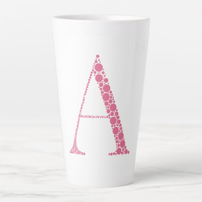 Caneca De Café Latte Pink Letter A Mug – Minimal Circle Monogram Design (Frente)