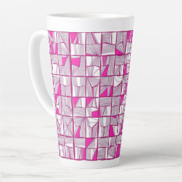 Caneca De Café Latte Pink & Magenta Geometric Block Pattern 