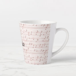Caneca De Café Latte Pink Music Notes Sheet