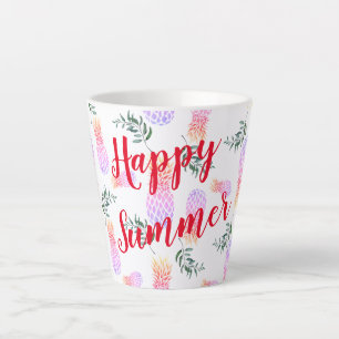 CANECA DE CAFÉ LATTE PINK & ORANGE PINEAPPLE FELIZ VERÃO