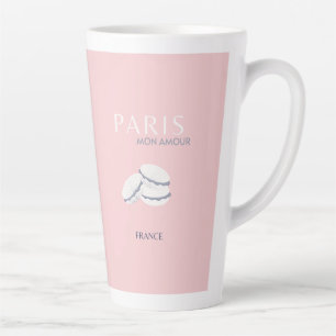 Caneca De Café Latte Pink Paris Viagem Art Pastel Preppy Macarons
