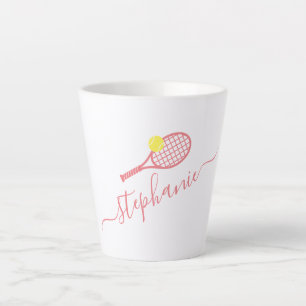 Caneca De Café Latte Pink Personalizado por Monograma de Tênis de pré