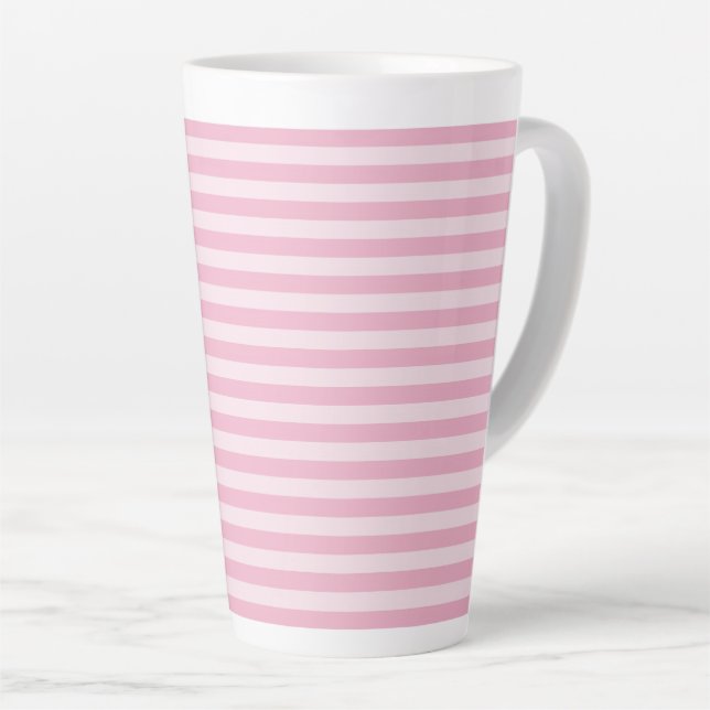 Caneca De Café Latte Pink Stripes Seamless Pattern (Ângulo direito)
