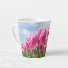 Caneca De Café Latte Pink Tulips Floral Mug – Nature Lover Gift