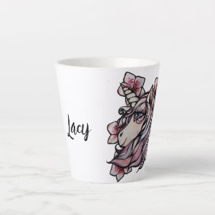 Caneca De Café Latte Pink Unicorn Orchids art Orchid Unicorns          