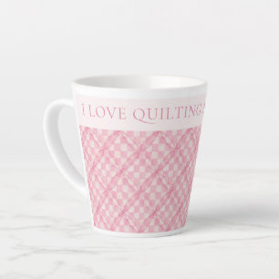 Caneca De Café Latte PINK VERIFIQUE QUILT Latte Mug + Texto / Blush