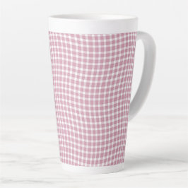 Caneca De Café Latte Pink White Plaid Checker Seamless Pattern