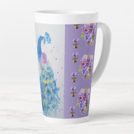 Caneca De Café Latte Pintado à mão Púrpura Azul Pêssego Flórida Latte M