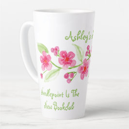 Caneca De Café Latte Pintura à Mão de Cerejeira em Ponto de Agulha
