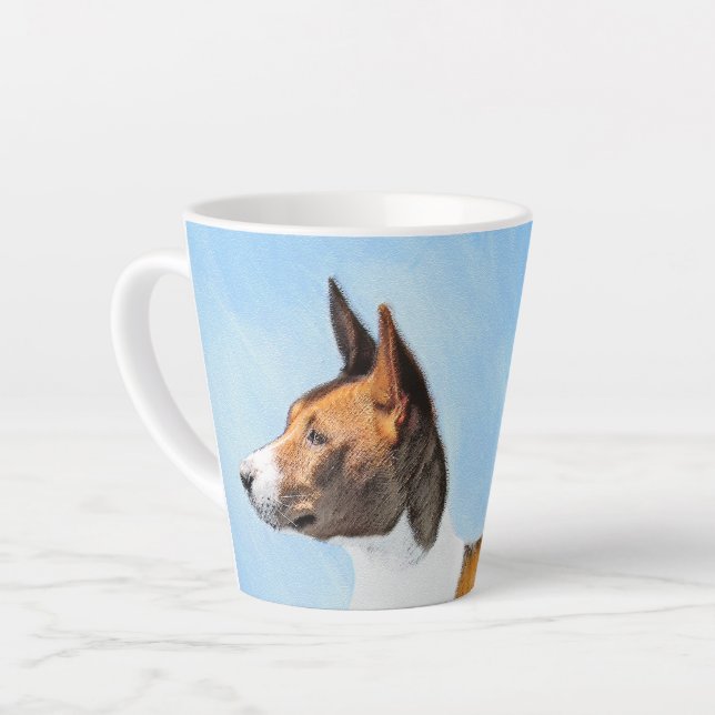 Caneca De Café Latte Pintura Basenji - Arte Original Custa (Ângulo esquerdo)