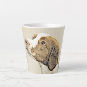 Caneca De Café Latte Pintura Brittany - Arte Cachorro Original Bonita