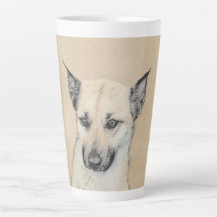 Caneca De Café Latte Pintura Chinook (Orelhas Apontadas) - Arte Canina