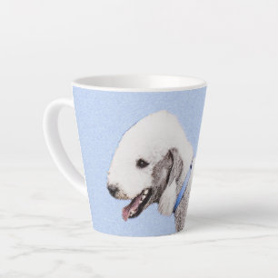 Caneca De Café Latte Pintura de Bedlington Terrier - Arte original de c