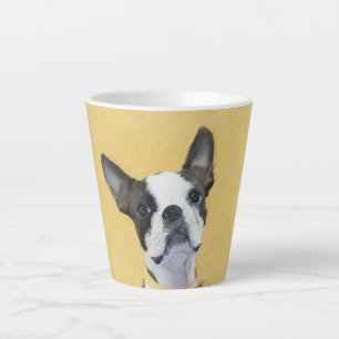 Caneca De Café Latte Pintura de Boston Terrier - Arte de Cachorro Origi