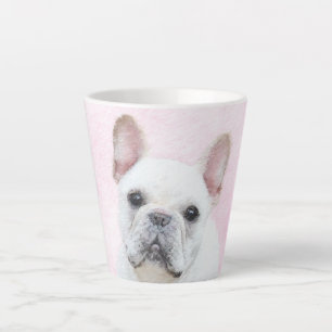 Caneca De Café Latte Pintura de Bulldog Francês (Creme/Branco) - Arte C