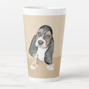Caneca De Café Latte Pintura De Cachorro De Basset - Arte De Cão Origi