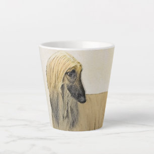 Caneca De Café Latte Pintura De Cães Afegã - Arte De Cachorro Origina