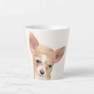Caneca De Café Latte Pintura de Chihuahua - Arte de Cachorro Original B