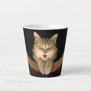Caneca De Café Latte Pintura de Gatos Loucos - Arte de Gato Original Bo