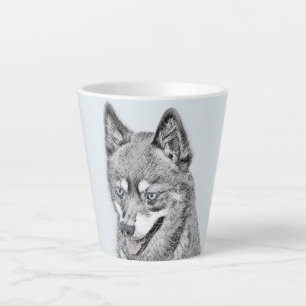 Caneca De Café Latte Pintura de Klee Kai no Alasca - Arte de Cachorro O