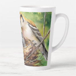 Caneca De Café Latte Pintura de ninho de pássaro doce