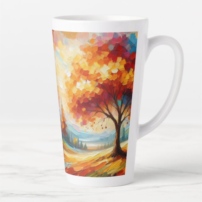 Caneca De Café Latte Pintura de Paisagem Com Cores Brilhantes (Direita)