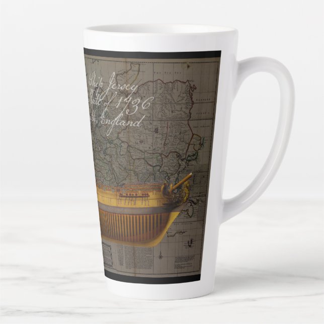 Caneca De Café Latte Pintura de Perfil do Navio Jersey (Direita)