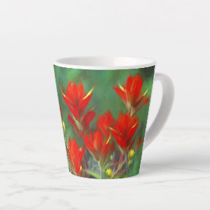 Caneca De Café Latte Pintura de pincel indiano - Arte de flor original