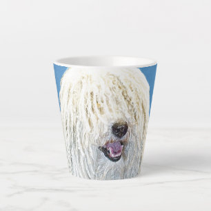 Caneca De Café Latte Pintura de Puli - Arte de Cachorro Original Bonita