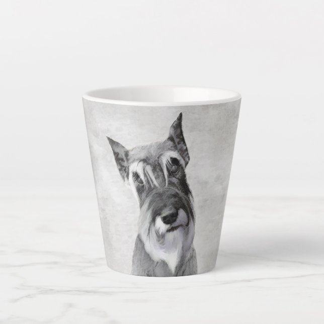 Caneca De Café Latte Pintura de Schnauzer (Giant) - Arte Canina (Frente)