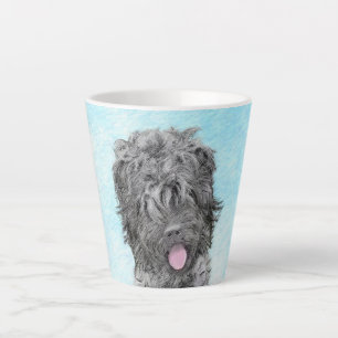 Caneca De Café Latte Pintura de Terrier russo preto - Cachorro original