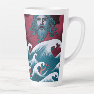 Caneca De Café Latte Pintura do óleo de Crimson Neptune