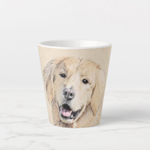 Caneca De Café Latte Pintura do ouro Retriever - Arte Cachorra Original