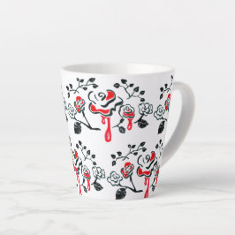 Caneca De Café Latte Pintura Do Vermelho Rosa