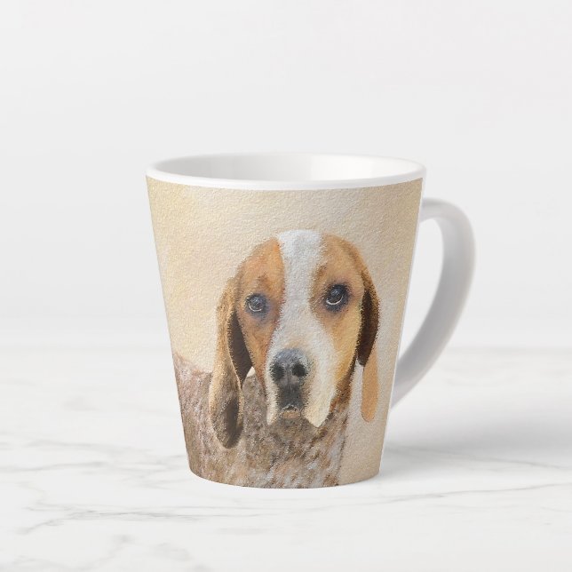 Caneca De Café Latte Pintura em Coonhound Inglês Americano - Arte Canin (Ângulo direito)