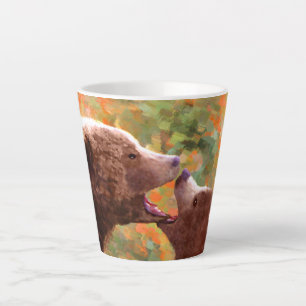 Caneca De Café Latte Pintura em Cubo e Mãe do Urso Grizzly - Arte da V