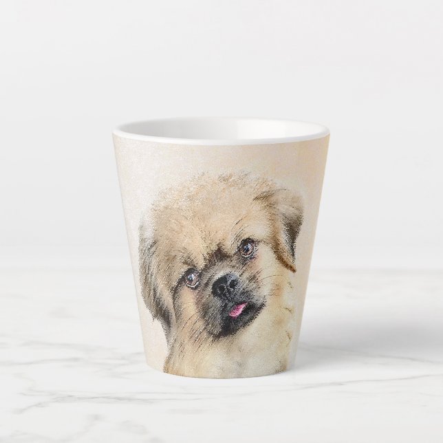 Caneca De Café Latte Pintura em espanhol tibetano - Arte canina origina (Frente)