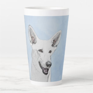 Caneca De Café Latte Pintura em Pastor Branco - Arte Cão Original Boni